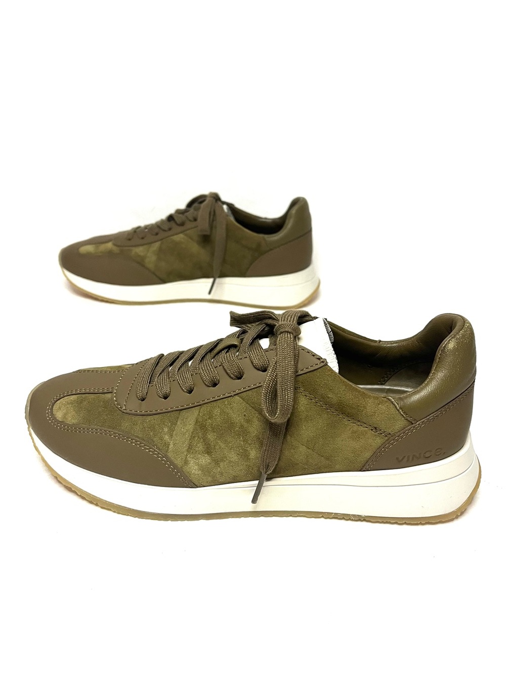 Vince Ohara Oxford Sneakers in Olive Green Suede and Leather - Sz 8